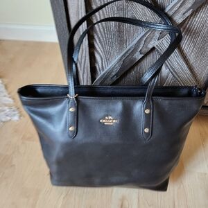 Coach Black Leather Tote Bag
